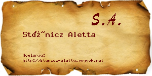 Stánicz Aletta névjegykártya